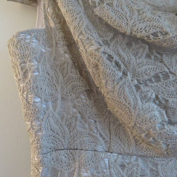 BLACK HALO Jackie O Chantilly Lace Light Taupe Sheath Mini Dress - Size US 2 - Picture 8 of 16